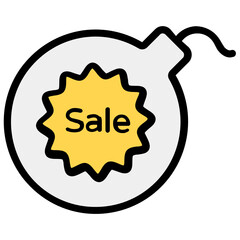 
Sale bomb icon in modern flat style, explosive bomb
