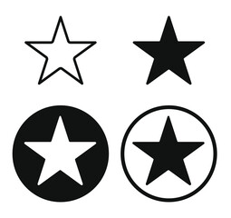 Star shape icon. Vector illustration image. Rating and review symbol with grunge texture. Decoration and advertising sign. Scratch tag and label. Black silhouette isolated on white background.