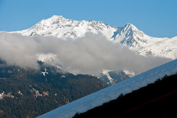 Mont Blanc from La Tania Courchevel 3 Valleys ski area French Alps France