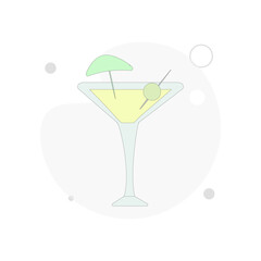 cocktail with olives vector flat illustration on white background