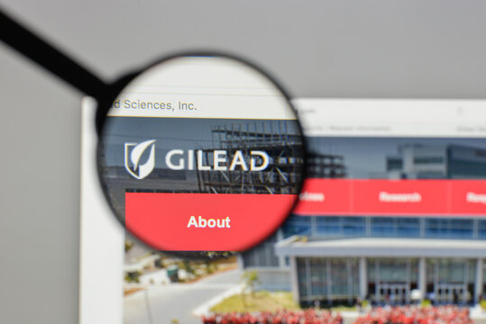 Milan, Italy - August 10, 2017: Gilead Sciences logo on the website homepage.