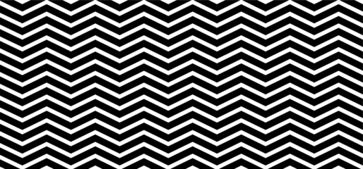 Black and white. Seamless Chevron zigzag Pattern Vector chevrons wave line. Wavy stripes background. Retro pop art 80's 70's years. Memphis style. Funny zig zag sign. Texture of fabric. Line pattern.