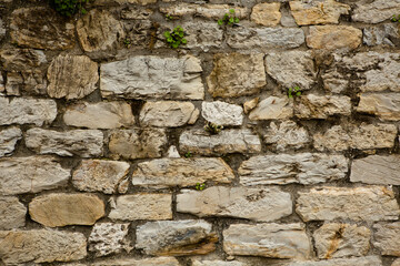  Ancient wall of white stone. Brick wall background image. High quality photo.
