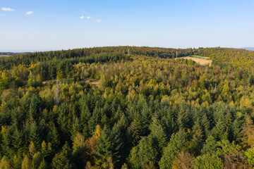 Fototapeta premium Bird's eye view of the forest landscape of the Taunus / Germany