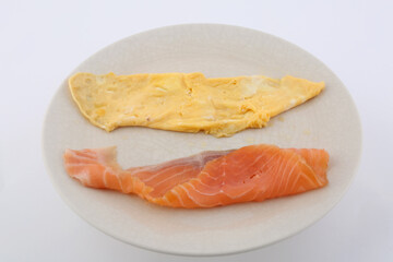 omelette and salmon