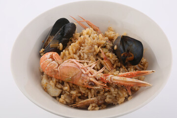 typical spanish seafood rice ready to eat