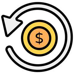 
Money return icon in modern flat style 

