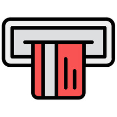 
Cash withdrawal icon in editable style, banknote with cash machine 
