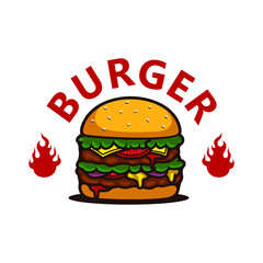 Fast food logo, Simple Burger Logo Illustration - Vector