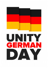 Fototapeta na wymiar German Unity Day. Celebrated annually on October 3 in Germany. Happy national holiday of unity, freedom and reunification. Deutsch flag. Patriotic poster design. Vector illustration
