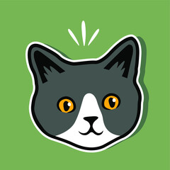 Cat Cute Kitten Head Looking Eyes Vector Illustration - Vector