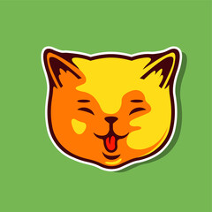 Cute Head Cat Kitten Tongue Out Vector Illustration - Vector