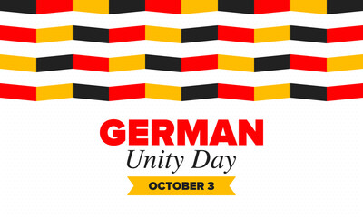 Fototapeta na wymiar German Unity Day. Celebrated annually on October 3 in Germany. Happy national holiday of unity, freedom and reunification. Deutsch flag. Patriotic poster design. Vector illustration