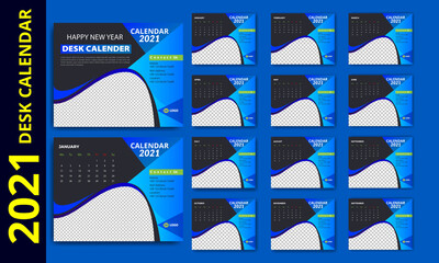 2021 Desk calendar design template 