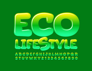 Vector creative logo Eco Lifestyle. Gradient color Font. Playful trendy Alphabet Letters and Numbers set
