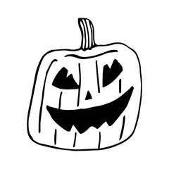 Halloween Jack-o'-lantern. Doodle creepy pumpkins