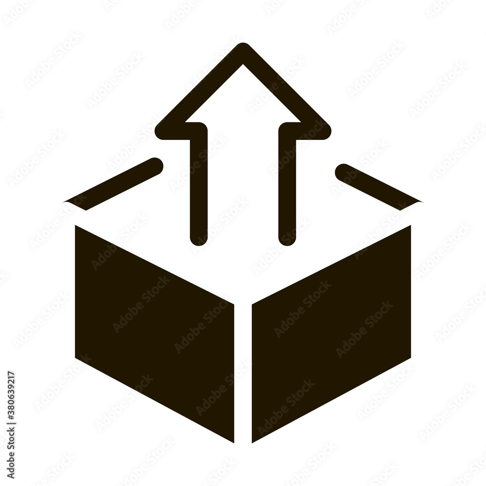 Poster box container with arrow agile element glyph icon . agile rocket and document, gear and package, lou