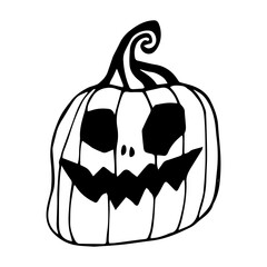 Halloween Jack-o'-lantern. Doodle creepy pumpkins