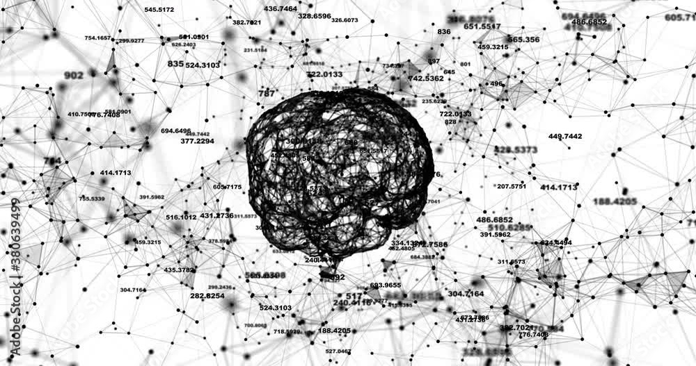 Aufkleber rotating human brain. plexus structure evolving around. seamless loop