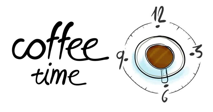 Cup of coffee showing time to coffee break