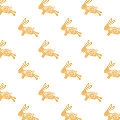 golden rabbits with mid autumn decoration in skin pattern