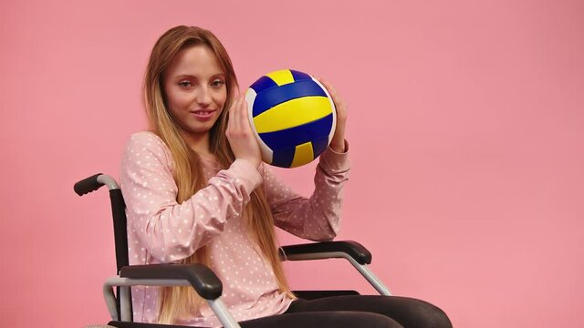 Handicapped polish girl aspiring to play volleyball