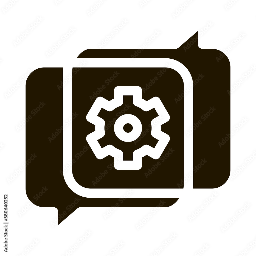 Poster gear in quotation frame agile element glyph icon . agile rocket and document, sandglass and package,