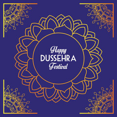happy dussehra festival poster with lettering in mandala