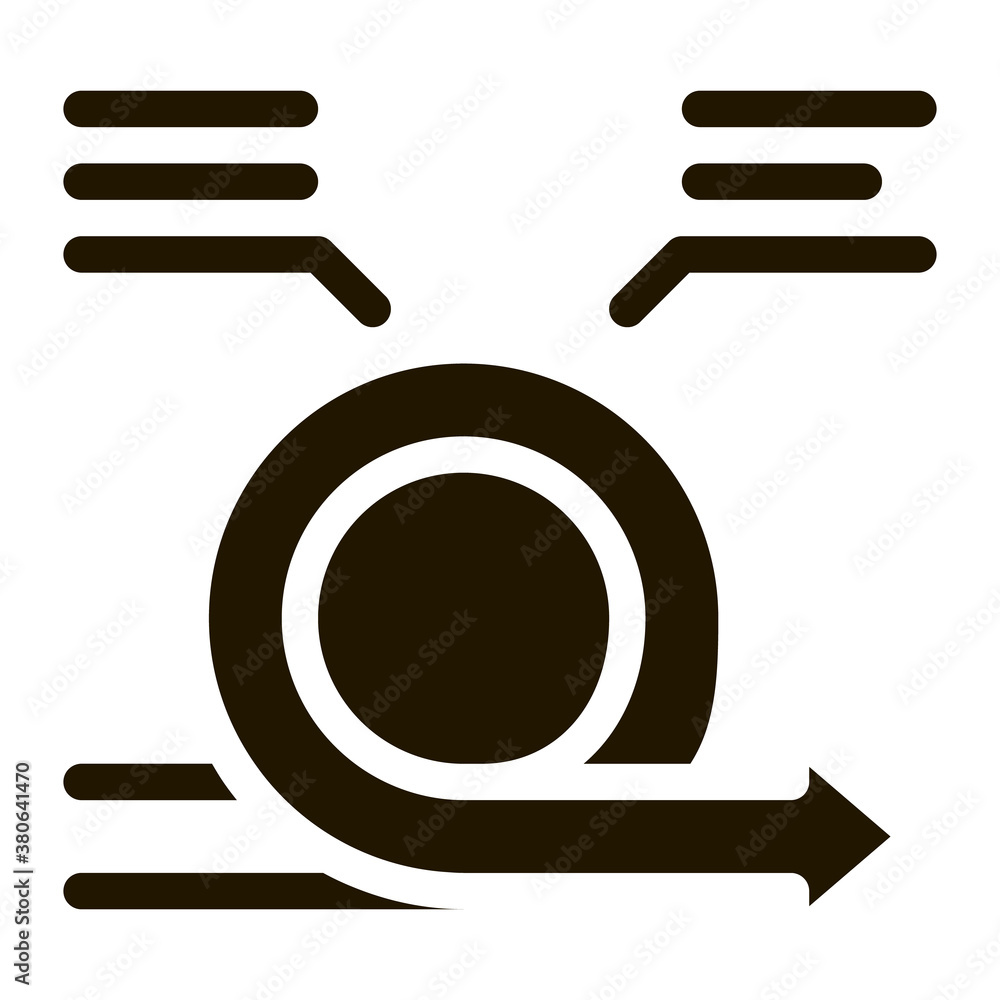 Poster round agile arrow mark with comments glyph icon . agile rocket and document, gear and package, loud-