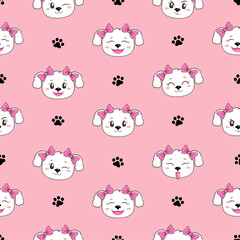 Cute seamless pattern with pretty puppies. Great for baby fabric, textile, wallpaper. Dogs. Kids cartoon vector background. Pastel Colors.
