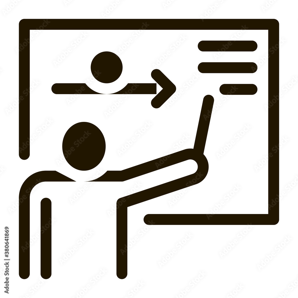 Canvas Prints Man Silhouette Near Blackboard Agile Sign glyph icon . Agile Rocket And Document, Gear And Package, Loud-speaker And Stop Watch Pictogram. Monochrome Illustration