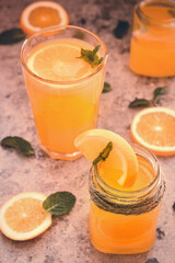 Fresh orange juice in a glass