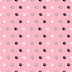Cute simple seamless pattern with paw prints. Great for baby fabric, textile, nursery wallpaper. Childish vector background. Pastel Colors.