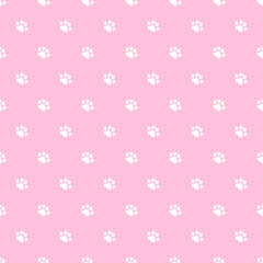 Cute simple seamless pattern with paw prints. Great for baby fabric, textile, nursery wallpaper. Childish vector background. Pastel Colors.