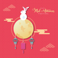 mid autumn celebration card with rabbit