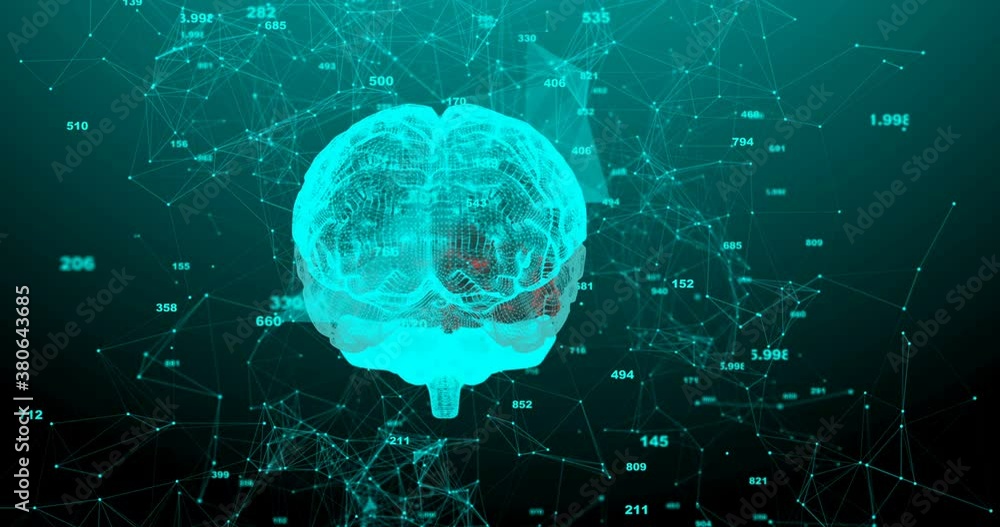 Aufkleber rotating human brain. plexus structure evolving around. seamless loop