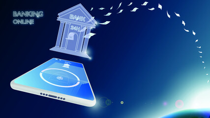 Mobile Bangking online concept, transfer money, receive money, pay and check balance. on your mobile.