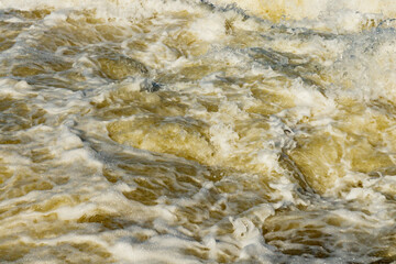 Splashing water waves on the fast river