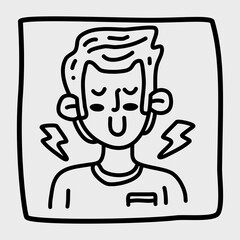 Avatar doodle in trendy hand drawn style. Black and white vector illustration.