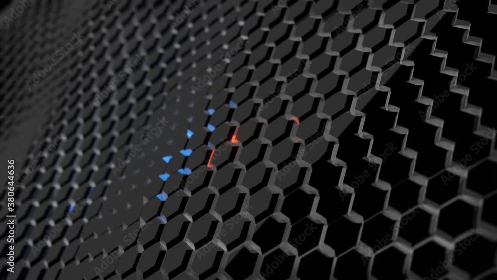 Poster abstract futuristic hexagons wave technology animation background 3d rendering