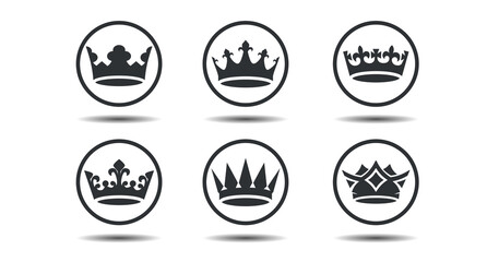 Set vector king crowns icon on white background. Vector Illustration. Emblem, icon and Royal symbols.