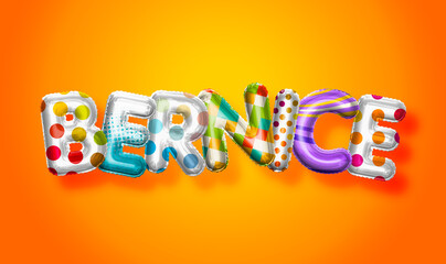 Bernice female name, colorful letter balloons background