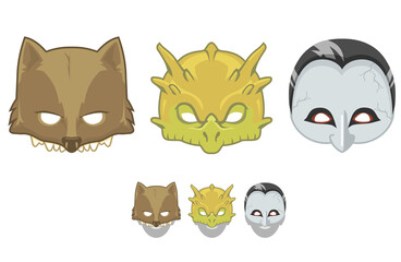 Halloween Kids Masks Set Illustration