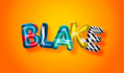 Blake male name, colorful letter balloons background