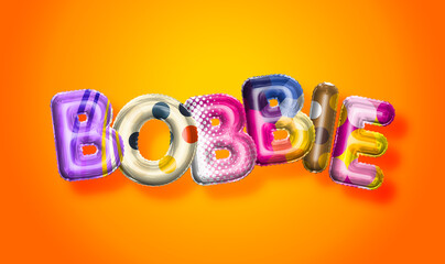 Bobbie female name, colorful letter balloons background
