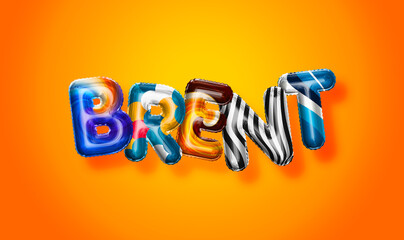 Brent male name, colorful letter balloons background
