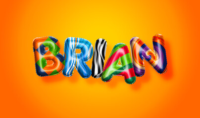 Brian male name, colorful letter balloons background