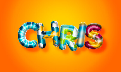 Fototapeta premium Chris male name, colorful letter balloons background