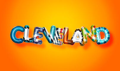 Cleveland male name, colorful letter balloons background
