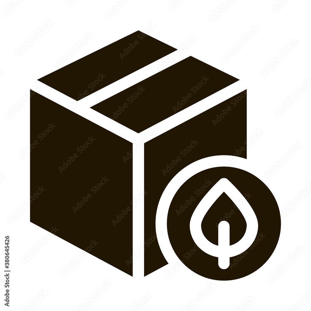 Canvas Prints closed carton box with plant leaf glyph icon . open and closed carton packaging pictogram. parcel, s